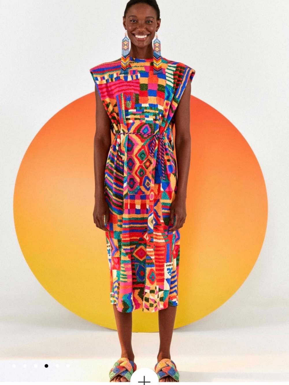 Farm Rio NWT Small Multicolor Print Belted Midi Dress